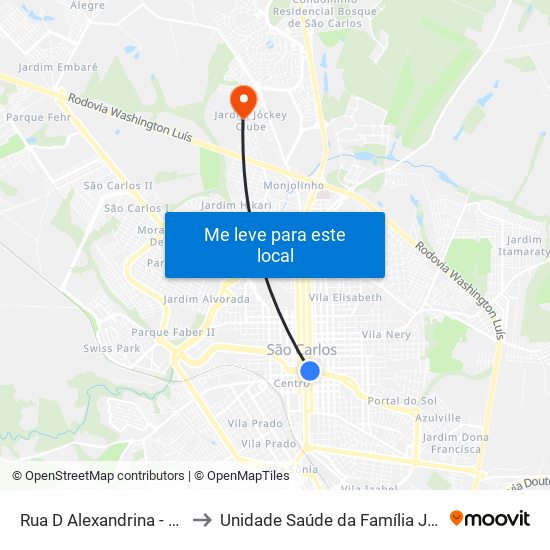 Rua D Alexandrina - Mercado to Unidade Saúde da Família Jockey Club map