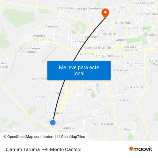 0jardim Taruma to Monte Castelo map