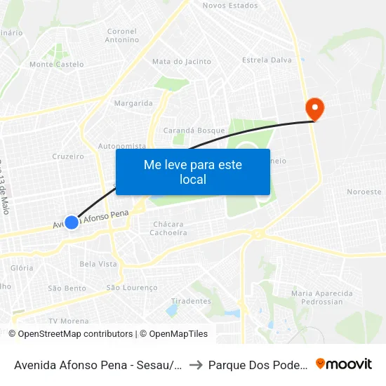 Avenida Afonso Pena - Sesau/Sus to Parque Dos Poderes map