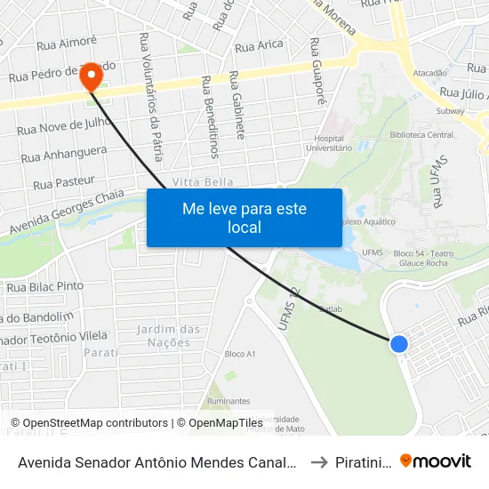 Avenida Senador Antônio Mendes Canale, 1726-1776 to Piratininga map