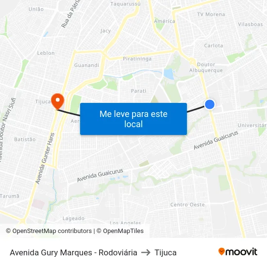 Avenida Gury Marques - Rodoviária to Tijuca map