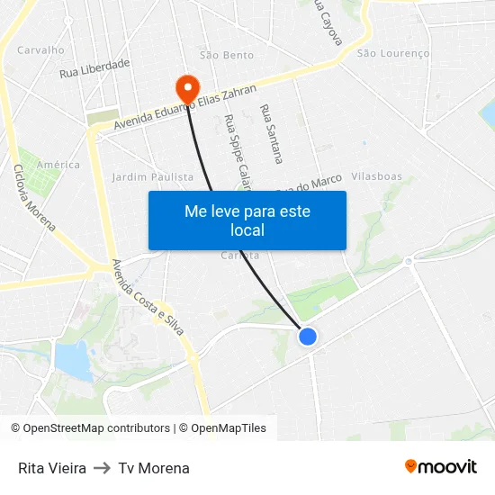 Rita Vieira to Tv Morena map