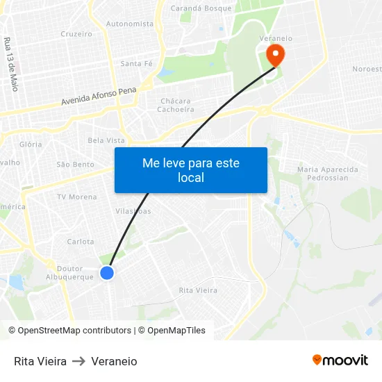 Rita Vieira to Veraneio map