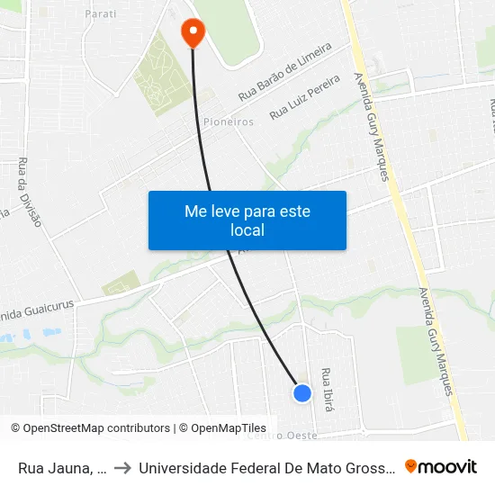 Rua Jauna, 245 to Universidade Federal De Mato Grosso Do Sul map