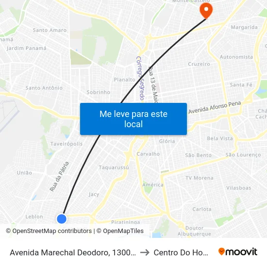 Avenida Marechal Deodoro, 1300-1358 to Centro Do Homem map