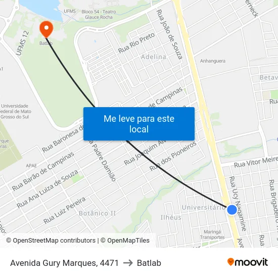Avenida Gury Marques, 4471 to Batlab map