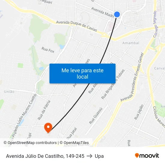 Avenida Júlio De Castilho, 149-245 to Upa map