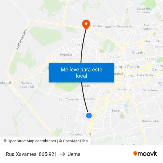 Rua Xavantes, 865-921 to Uems map