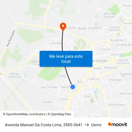 Avenida Manoel Da Costa Lima, 3585-3641 to Uems map