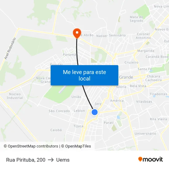 Rua Pirituba, 200 to Uems map