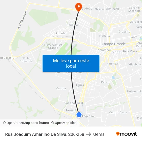 Rua Joaquim Amarilho Da Silva, 206-258 to Uems map