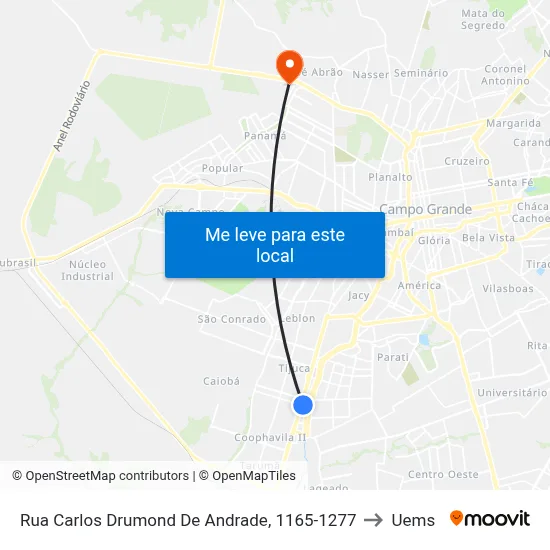 Rua Carlos Drumond De Andrade, 1165-1277 to Uems map