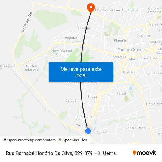 Rua Barnabé Honório Da Silva, 829-879 to Uems map