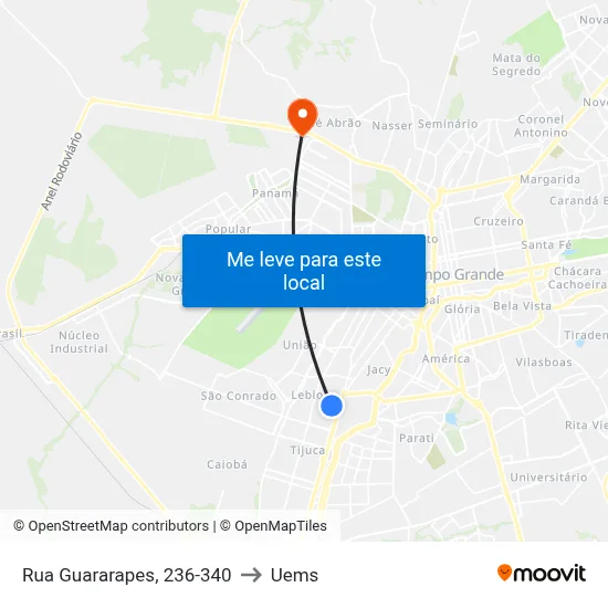 Rua Guararapes, 236-340 to Uems map