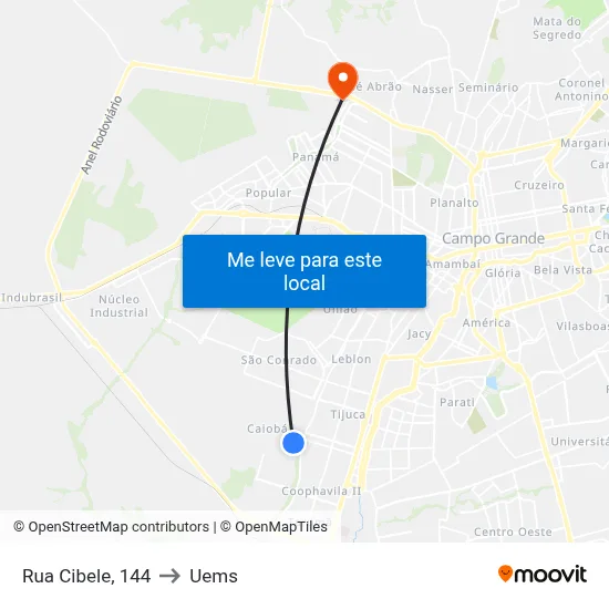 Rua Cibele, 144 to Uems map