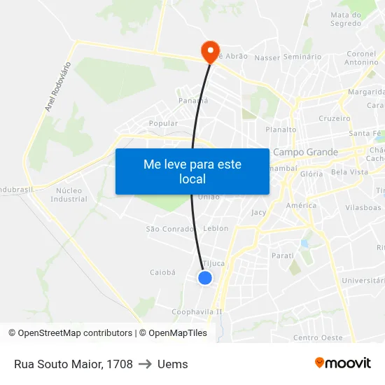 Rua Souto Maior, 1708 to Uems map