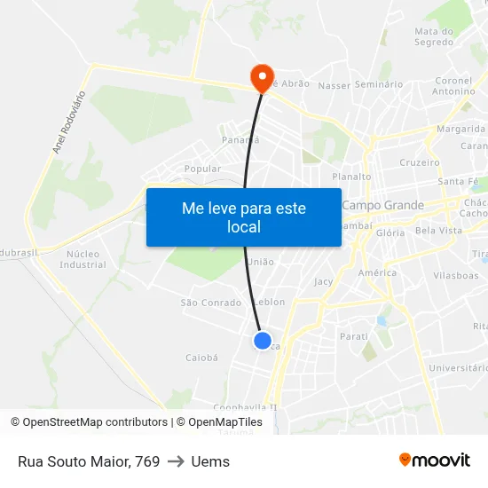 Rua Souto Maior, 769 to Uems map