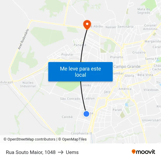 Rua Souto Maior, 1048 to Uems map