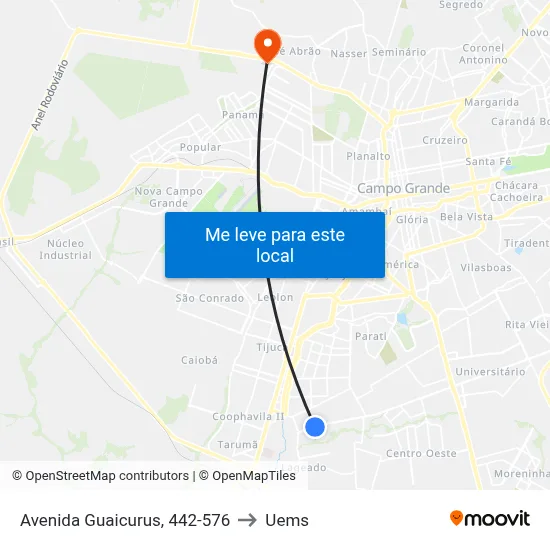 Avenida Guaicurus, 442-576 to Uems map
