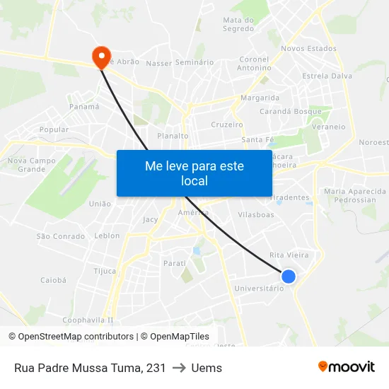 Rua Padre Mussa Tuma, 231 to Uems map