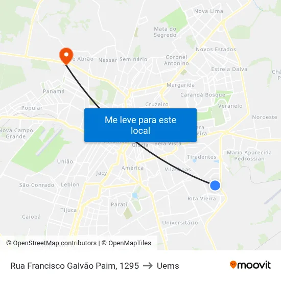 Rua Francisco Galvão Paim, 1295 to Uems map