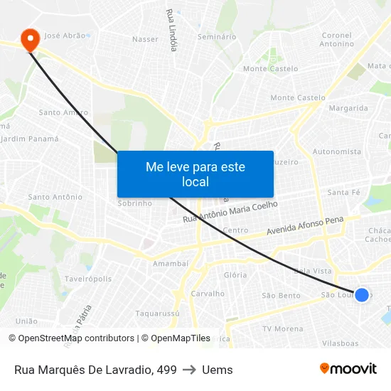 Rua Marquês De Lavradio, 499 to Uems map