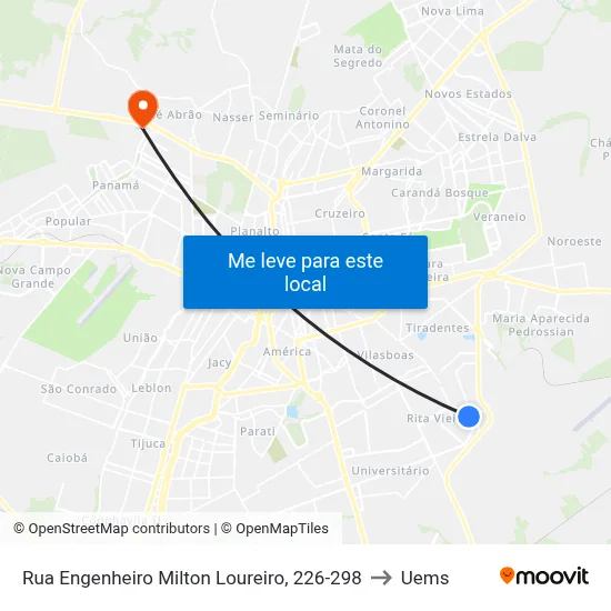 Rua Engenheiro Milton Loureiro, 226-298 to Uems map