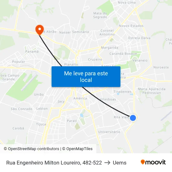 Rua Engenheiro Milton Loureiro, 482-522 to Uems map