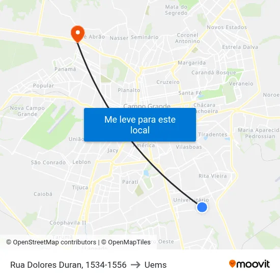 Rua Dolores Duran, 1534-1556 to Uems map