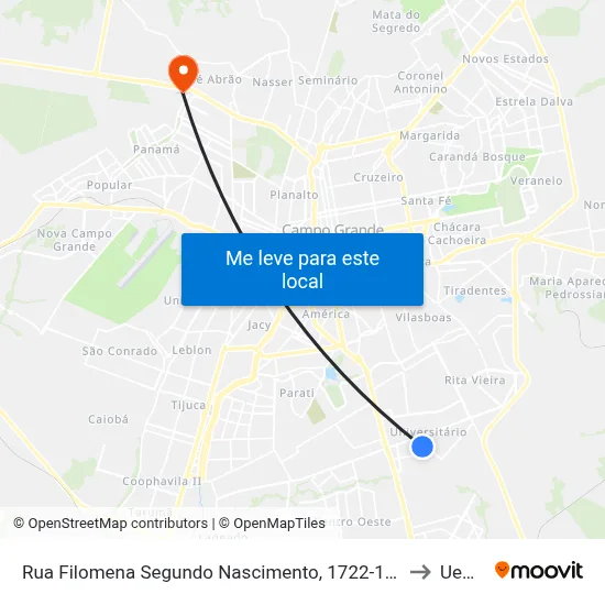 Rua Filomena Segundo Nascimento, 1722-1796 to Uems map