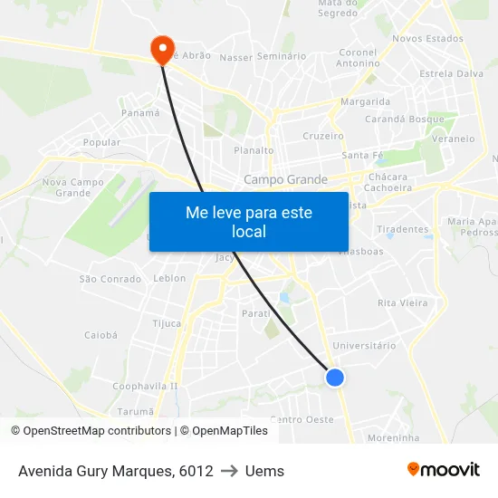 Avenida Gury Marques, 6012 to Uems map
