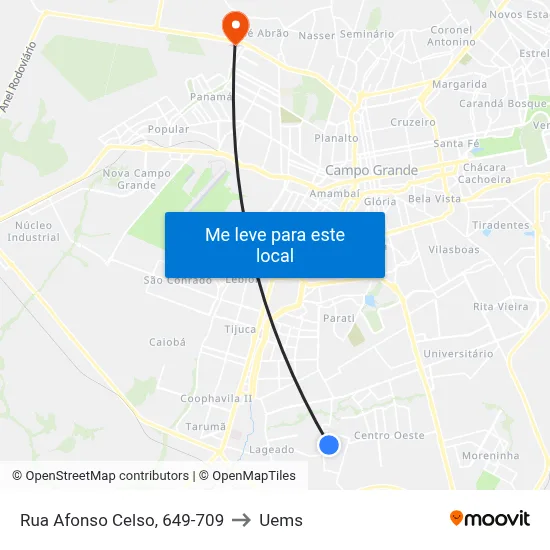 Rua Afonso Celso, 649-709 to Uems map
