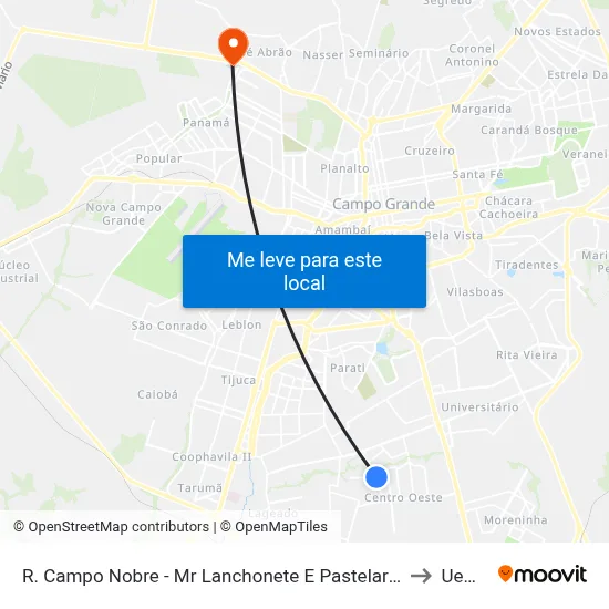 R. Campo Nobre - Mr Lanchonete E Pastelaria to Uems map
