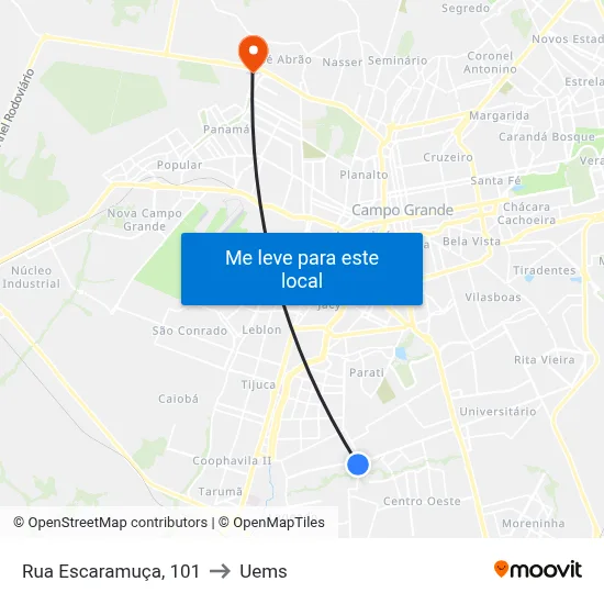 Rua Escaramuça, 101 to Uems map