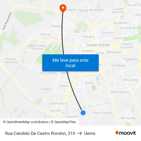 Rua Candido De Castro Rondon, 310 to Uems map
