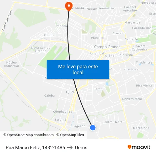 Rua Marco Feliz, 1432-1486 to Uems map
