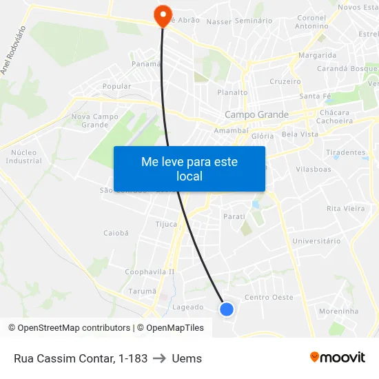 Rua Cassim Contar, 1-183 to Uems map