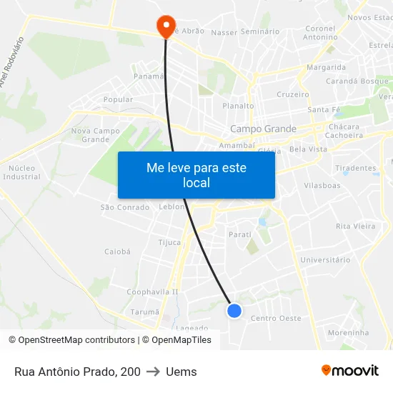 Rua Antônio Prado, 200 to Uems map