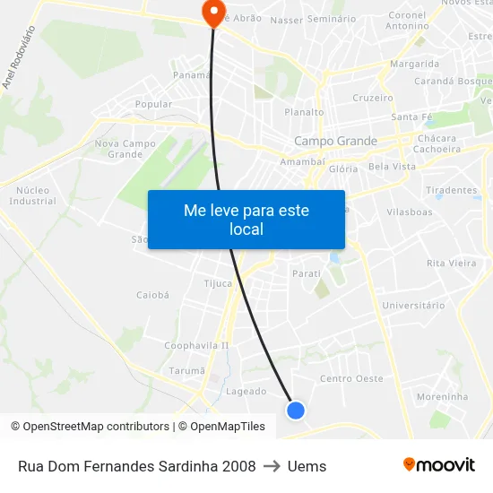 Rua Dom Fernandes Sardinha 2008 to Uems map