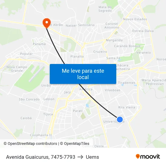 Avenida Guaicurus, 7475-7793 to Uems map
