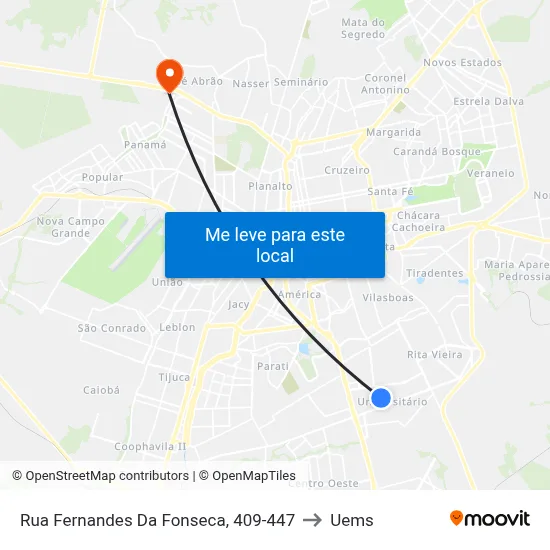 Rua Fernandes Da Fonseca, 409-447 to Uems map