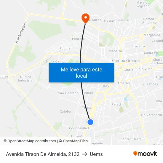 Avenida Tirson De Almeida, 2132 to Uems map