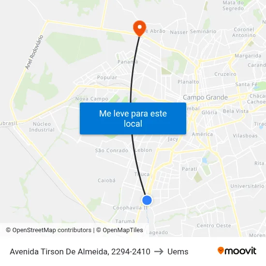 Avenida Tirson De Almeida, 2294-2410 to Uems map