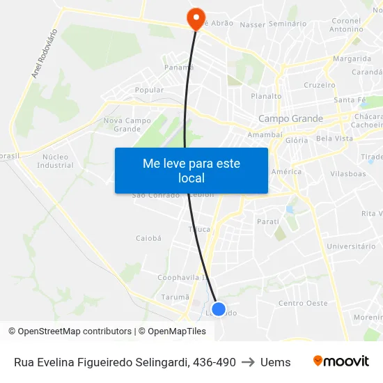 Rua Evelina Figueiredo Selingardi, 436-490 to Uems map