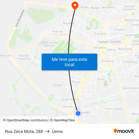 Rua Zéca Mota, 288 to Uems map