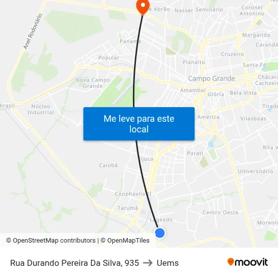 Rua Durando Pereira Da Silva, 935 to Uems map
