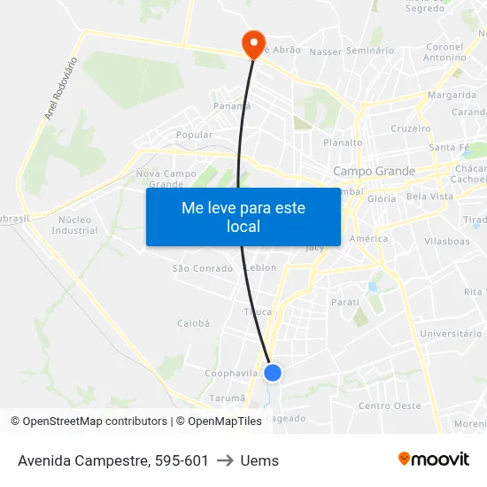 Avenida Campestre, 595-601 to Uems map