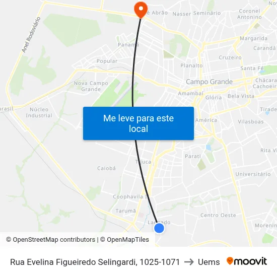 Rua Evelina Figueiredo Selingardi, 1025-1071 to Uems map