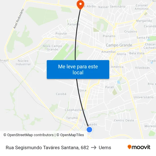 Rua Segismundo Taváres Santana, 682 to Uems map