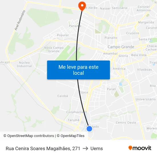 Rua Cenira Soares Magalhães, 271 to Uems map